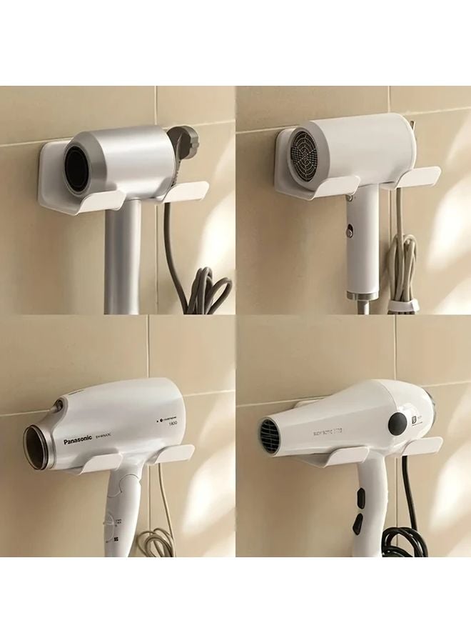 حامل مجفف الشعر الأبيض المثبت على الحائط بدون حفر رف تنظيم الحمام - Image 5